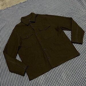 Banana Republic Wool Blend Boucle Shirt Jacket Men's XL utility olive Green